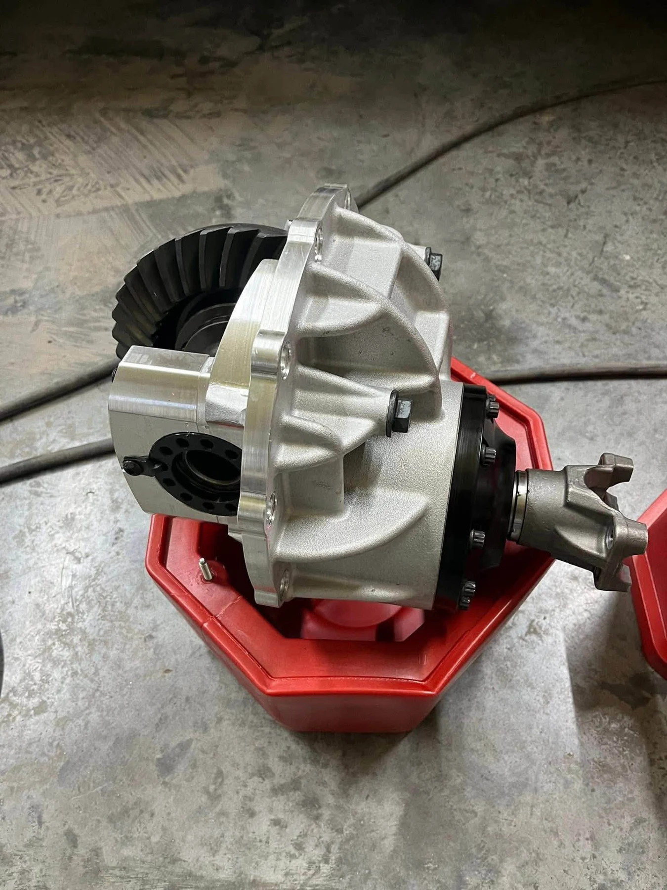 Differential assembly being worked on in the shop